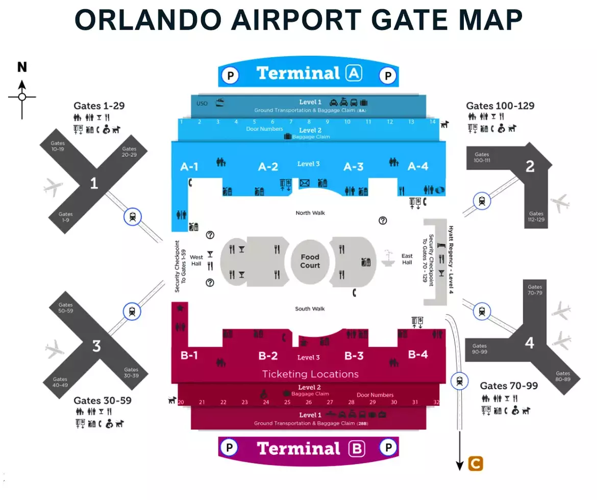 MCO Airport Map – Orlando Airport Parking Map