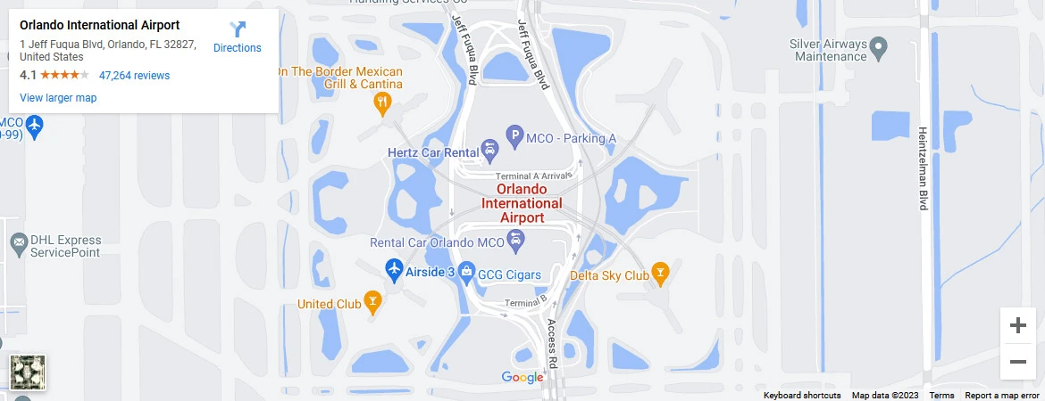 Mapa de la terminal del aeropuerto de Orlando